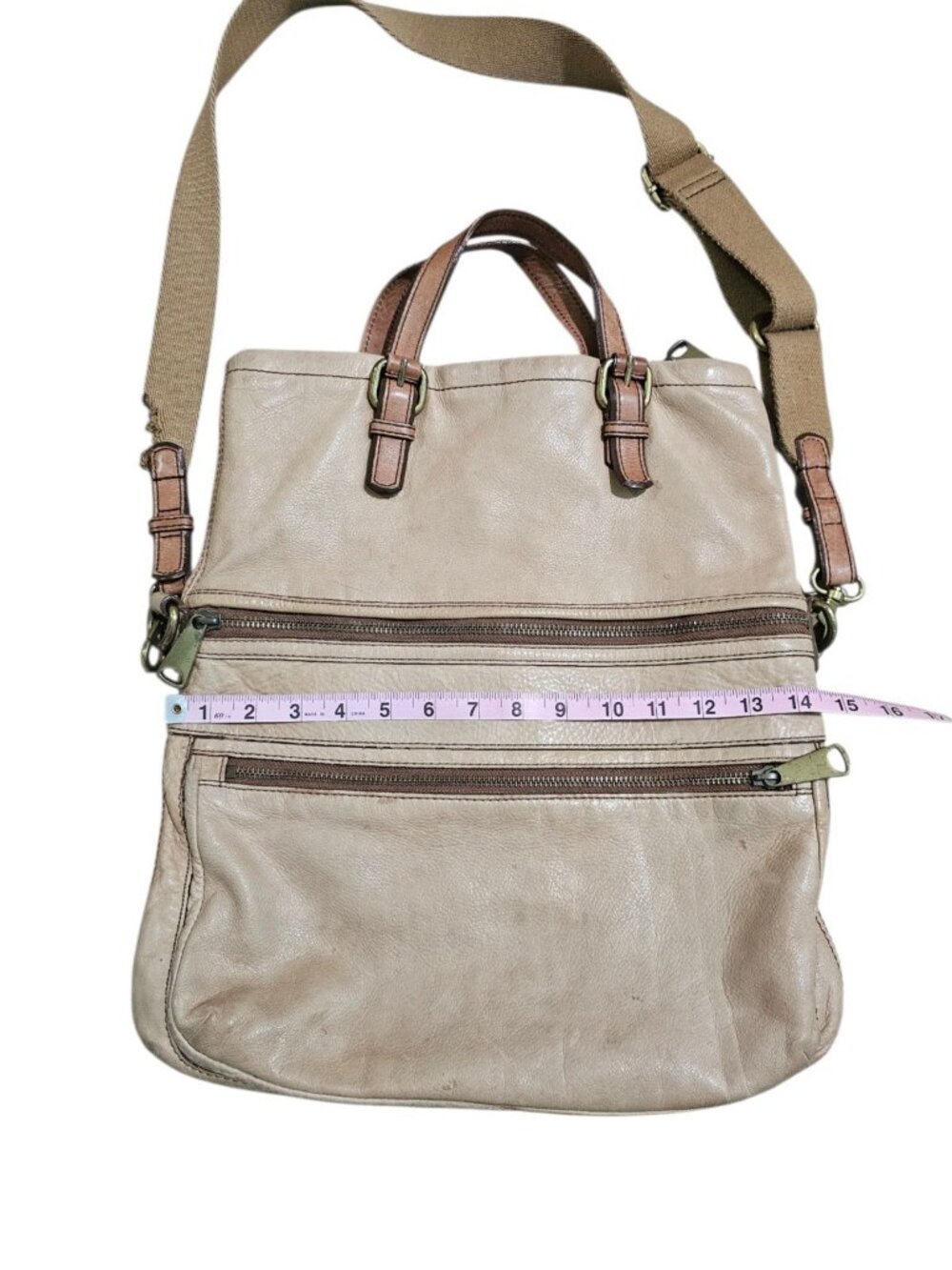 Fossil Womens Large Archival Leather Utility Tote Tan Rare Iconic Gorpcore Bag - Picture 6 of 7